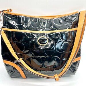 COACH Peyton Embossed  Signature Patent Leather Shoulder Bag
